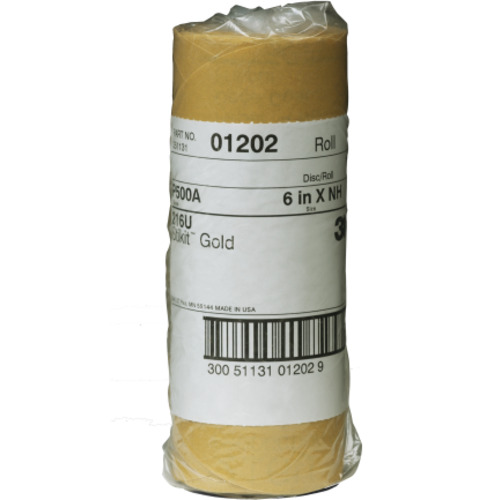 3M™ Stikit™ Gold Disc Roll, 01202, 6 in, P500, 75 discs per roll, 6
rolls per case